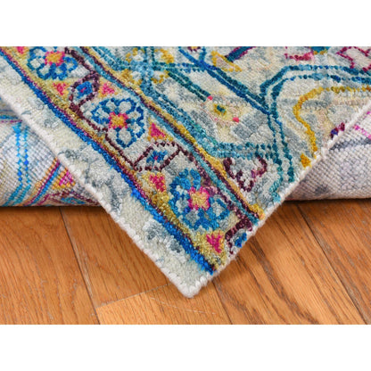 Modern and Contemporary Wool & Silk Hand Knotted Rug Ivory No Border 2.0X2.0 -O087991
