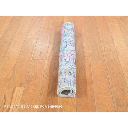 Modern and Contemporary Wool & Silk Hand Knotted Rug Ivory No Border 2.0X2.0 -O087991