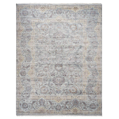 Oushak And Peshawar Wool & Silk Hand Knotted Rug Green Green 11.8X15.3 -O087993