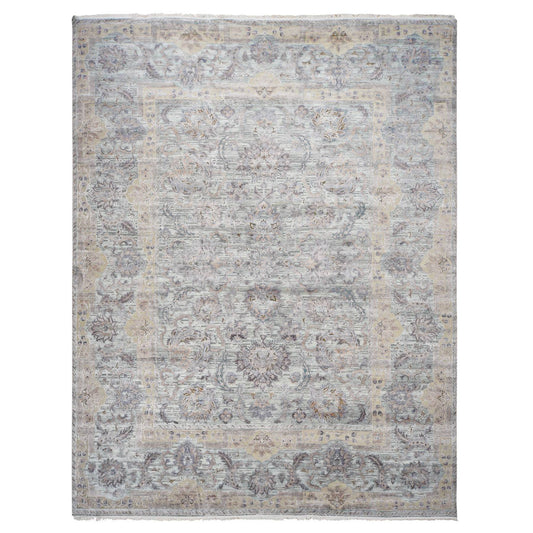 Oushak And Peshawar Wool & Silk Hand Knotted Rug Green Green 11.8X15.3 -O087993