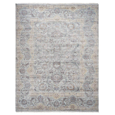 Oushak And Peshawar Wool & Silk Hand Knotted Rug Green Green 11.8X15.3 -O087993