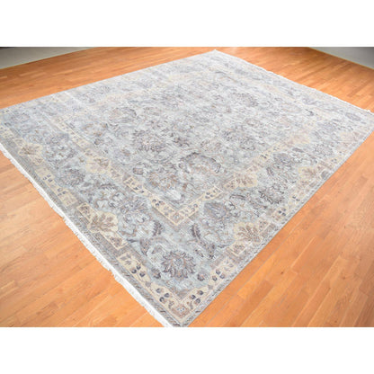 Oushak And Peshawar Wool & Silk Hand Knotted Rug Green Green 11.8X15.3 -O087993