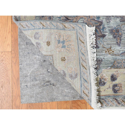 Oushak And Peshawar Wool & Silk Hand Knotted Rug Green Green 11.8X15.3 -O087993