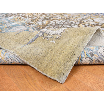 Transitional Wool & Silk Hand Knotted Rug Brown No Border 12.2X15.4 -O087995