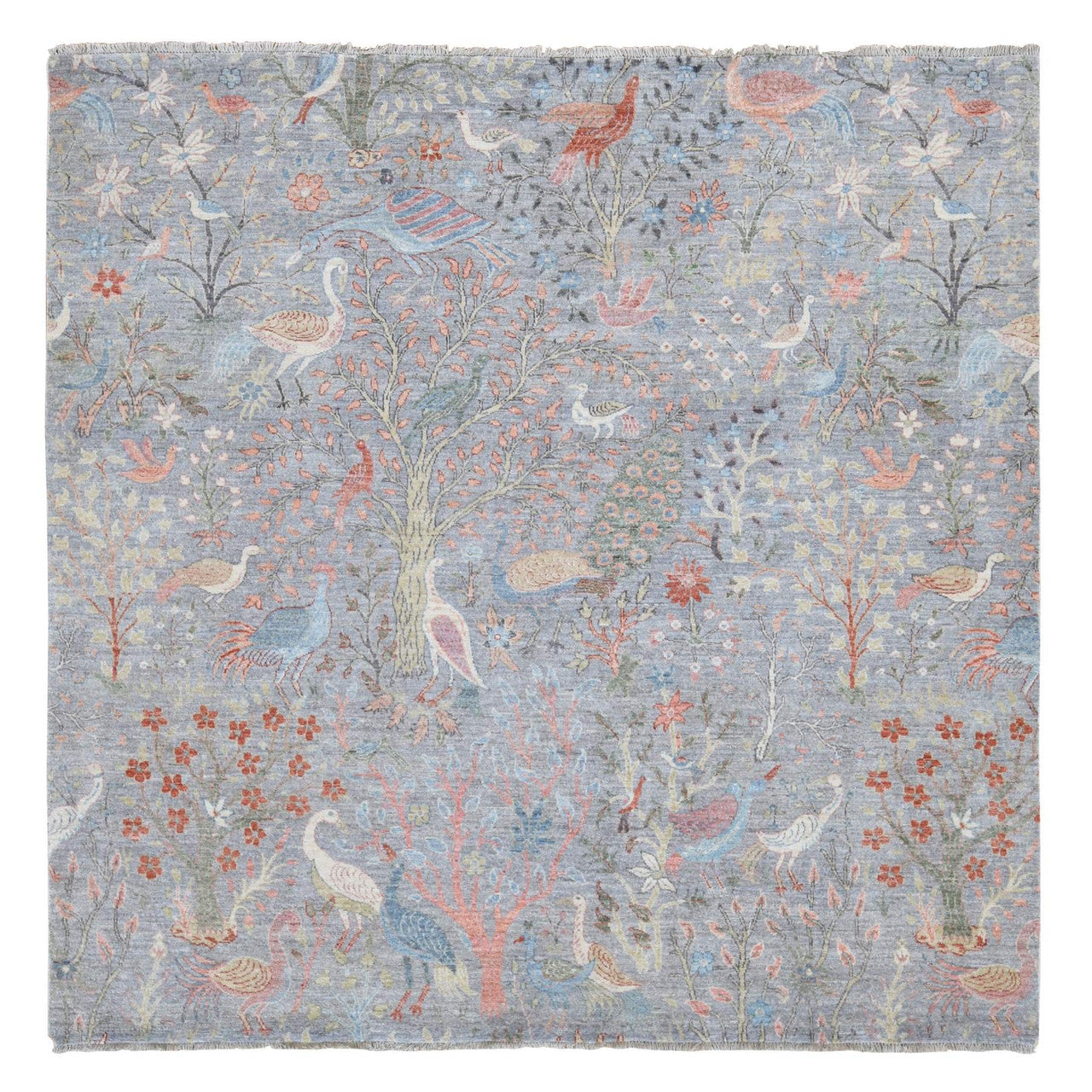 Gray 8'0" x 8'0" Oushak And Peshawar Hand knotted Wool Rug - Sku: O087996