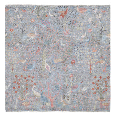 Oushak And Peshawar Wool Hand Knotted Rug Grey No Border 8.0X8.0 -O087996