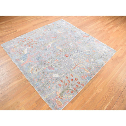 Oushak And Peshawar Wool Hand Knotted Rug Grey No Border 8.0X8.0 -O087996
