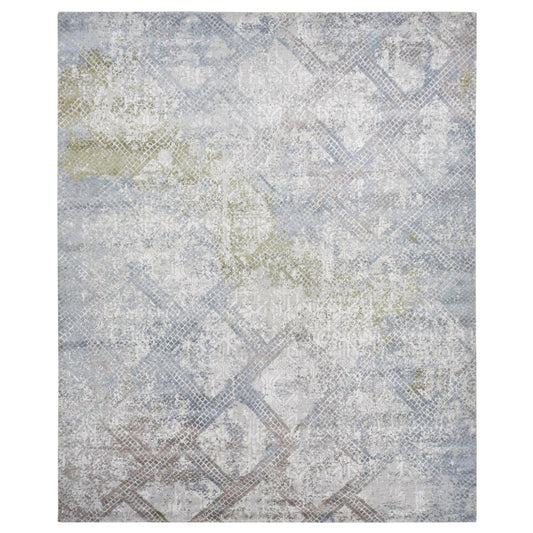 Modern and Contemporary Wool & Silk Hand Knotted Rug Grey No Border 12.3X15.3 -O087998