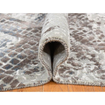 Modern and Contemporary Wool & Silk Hand Knotted Rug Grey No Border 12.3X15.3 -O087998