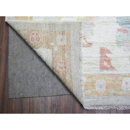 Oushak And Peshawar Wool Hand Knotted Rug Grey Ivory 10.11X18.1 -O088001