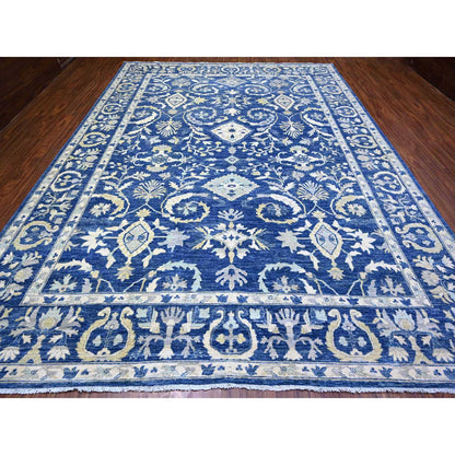 Oushak And Peshawar Wool Hand Knotted Rug Blue Blue 10.2X13.8 -O088004