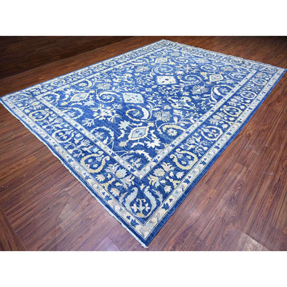 Oushak And Peshawar Wool Hand Knotted Rug Blue Blue 10.2X13.8 -O088004