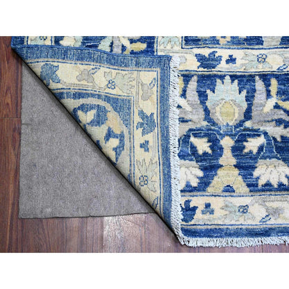 Oushak And Peshawar Wool Hand Knotted Rug Blue Blue 10.2X13.8 -O088004