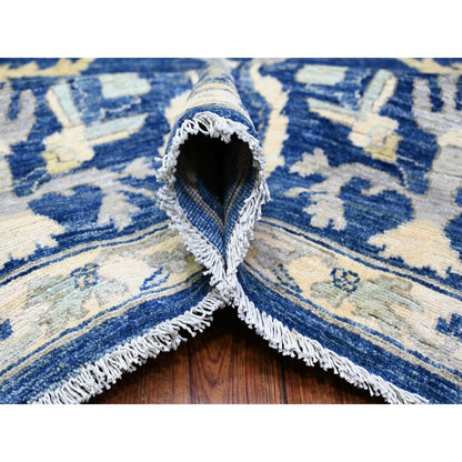 Oushak And Peshawar Wool Hand Knotted Rug Blue Blue 10.2X13.8 -O088004