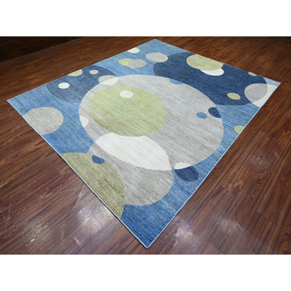 Modern and Contemporary Wool Hand Knotted Rug Blue No Border 8.2X9.7 -O088009