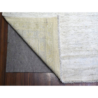 Oushak And Peshawar Wool Hand Knotted Rug Ivory Gray 11.11X15.10 -O088017