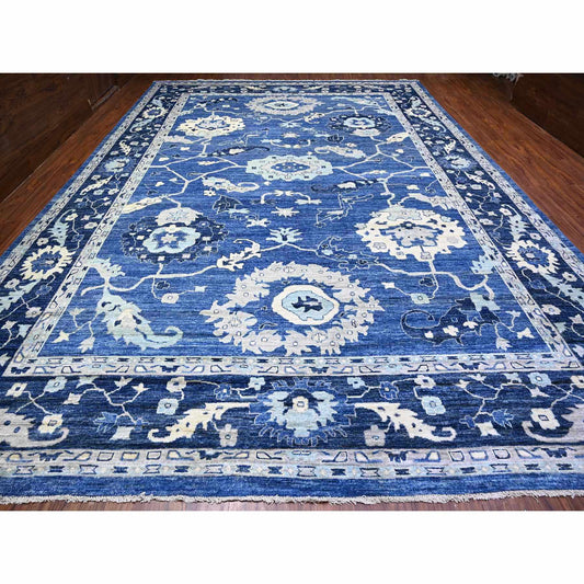 Oushak And Peshawar Wool Hand Knotted Rug Blue Blue 12.3X17.2 -O088024