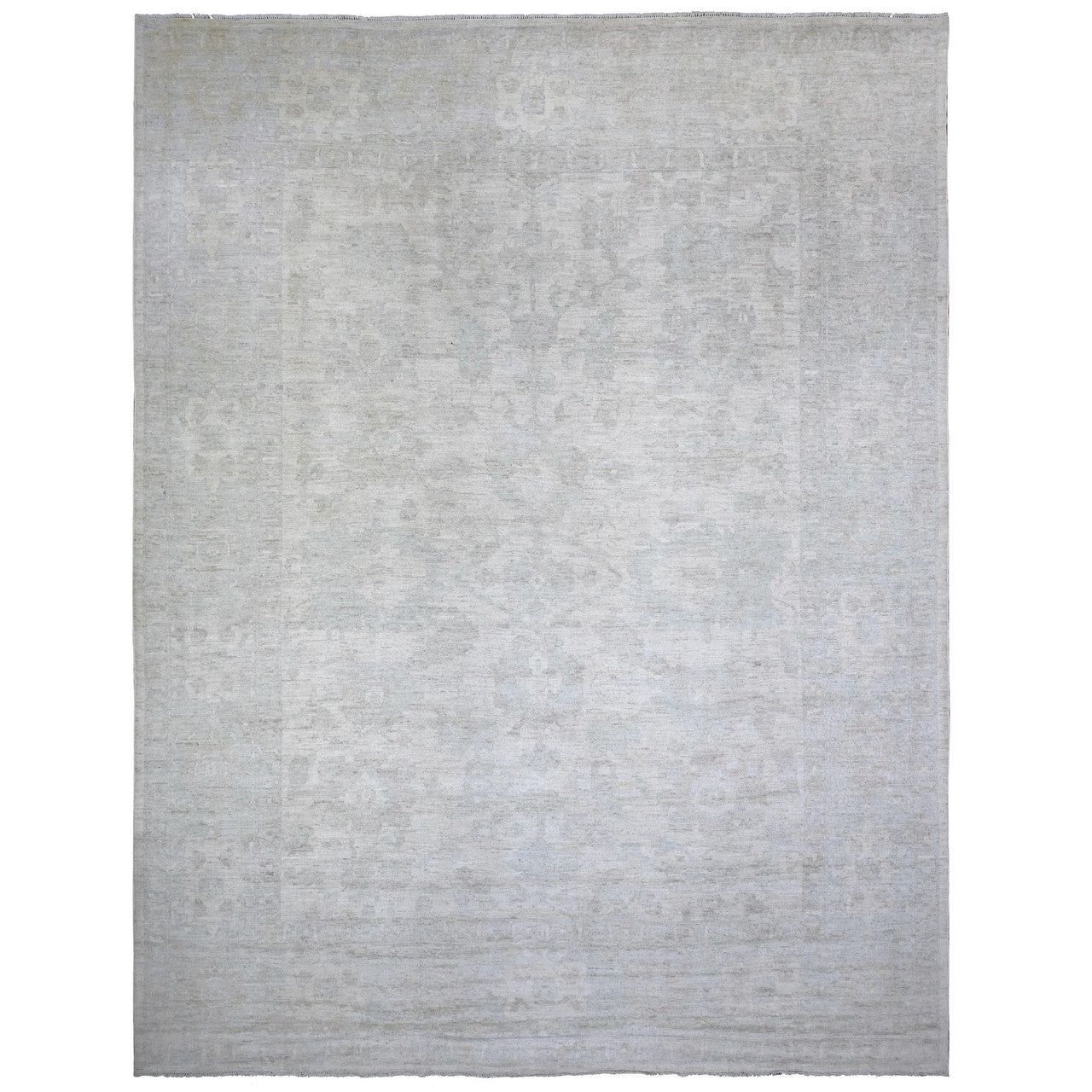 Ivory 11'8" x 15'2" Oushak And Peshawar Hand knotted Wool Rug - Sku: O088027