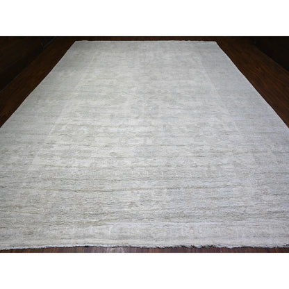 Oushak And Peshawar Wool Hand Knotted Rug Ivory Gray 11.8X15.2 -O088027