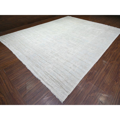 Oushak And Peshawar Wool Hand Knotted Rug Ivory Gray 11.8X15.2 -O088027
