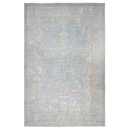 Oushak And Peshawar Wool Hand Knotted Rug Grey Gray 14.0X18.11 -O088028