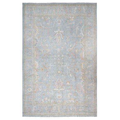 Oushak And Peshawar Wool Hand Knotted Rug Grey Gray 14.0X18.11 -O088028