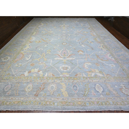 Oushak And Peshawar Wool Hand Knotted Rug Grey Gray 14.0X18.11 -O088028
