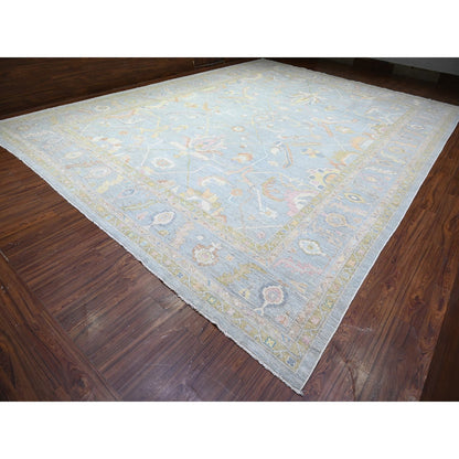 Oushak And Peshawar Wool Hand Knotted Rug Grey Gray 14.0X18.11 -O088028