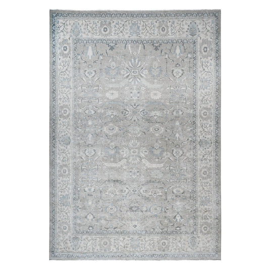 Oushak And Peshawar Wool Hand Knotted Rug Grey White 13.9X17.1 -O088029
