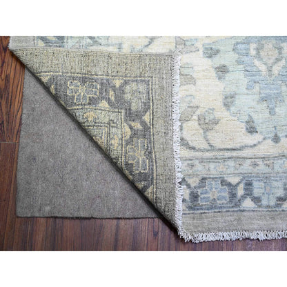 Oushak And Peshawar Wool Hand Knotted Rug Grey White 13.9X17.1 -O088029