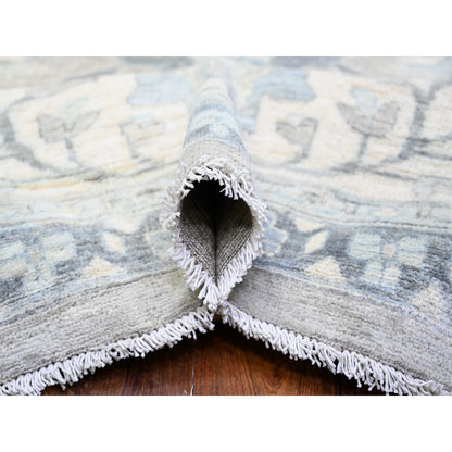 Oushak And Peshawar Wool Hand Knotted Rug Grey White 13.9X17.1 -O088029