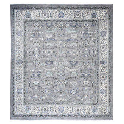 Oushak And Peshawar Wool Hand Knotted Rug Grey White 14.10X15.3 -O088030