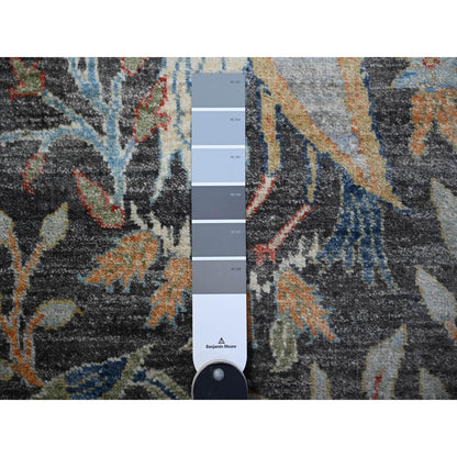 Oushak And Peshawar Wool Hand Knotted Rug Black No Border 3.11X12.0 -O088031