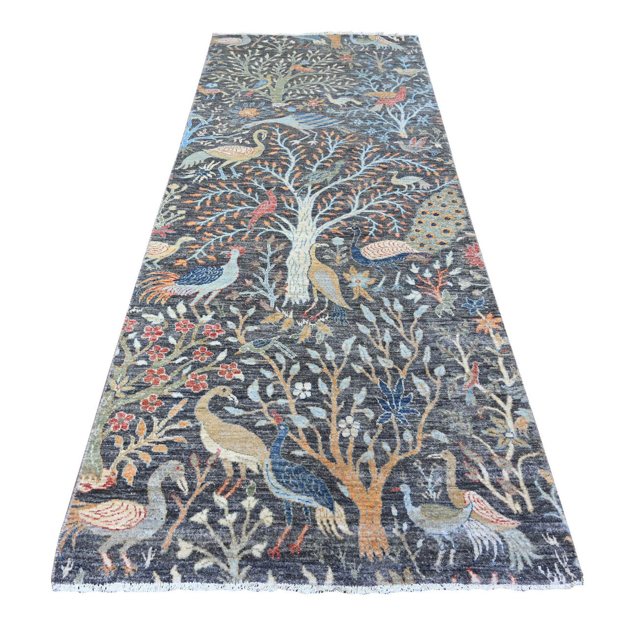 Persian Wool Hand Knotted Rug Black 3.10x9.11 -O088032