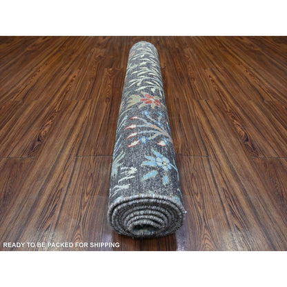 Persian Wool Hand Knotted Rug Black 3.10x9.11 -O088032