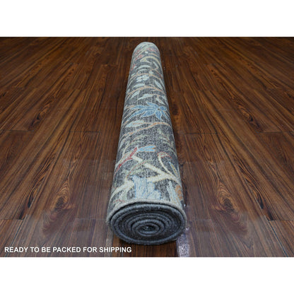 Oushak And Peshawar Wool Hand Knotted Rug Black No Border 4.1X11.11 -O088033