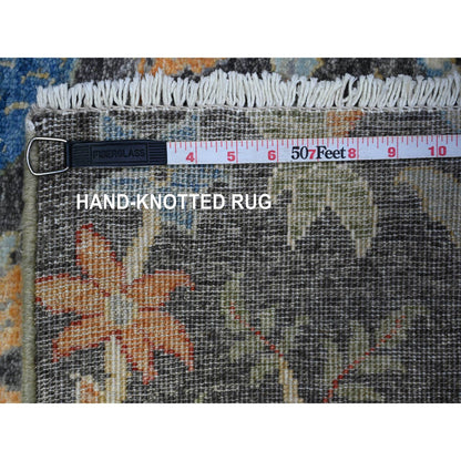 Oushak And Peshawar Wool Hand Knotted Rug Black No Border 4.1X11.11 -O088033