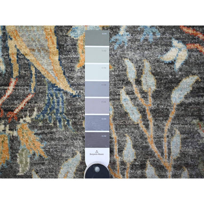 Oushak And Peshawar Wool Hand Knotted Rug Grey No Border 4.0X9.11 -O088034