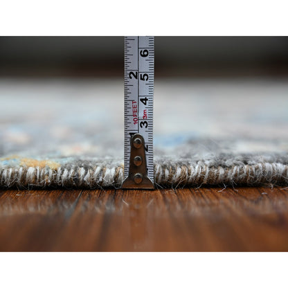 Oushak And Peshawar Wool Hand Knotted Rug Grey No Border 4.0X9.11 -O088034