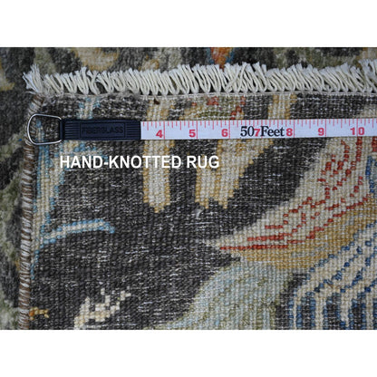 Oushak And Peshawar Wool Hand Knotted Rug Grey No Border 4.0X9.11 -O088034