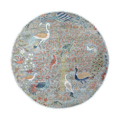 Oushak And Peshawar Wool Hand Knotted Rug Grey No Border 5.1X5.3 -O088036