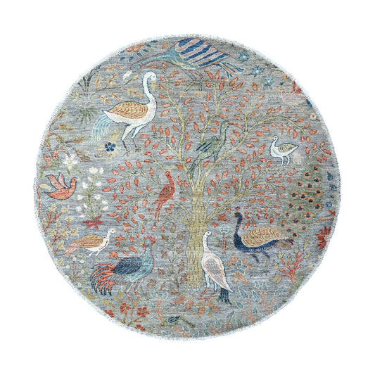Oushak And Peshawar Wool Hand Knotted Rug Grey No Border 5.1X5.3 -O088036