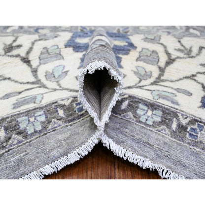 Oushak And Peshawar Wool Hand Knotted Rug Grey Ivory 10.1X10.1 -O088040