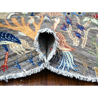 Oushak And Peshawar Wool Hand Knotted Rug Grey Gray 7.7X7.8 -O088041