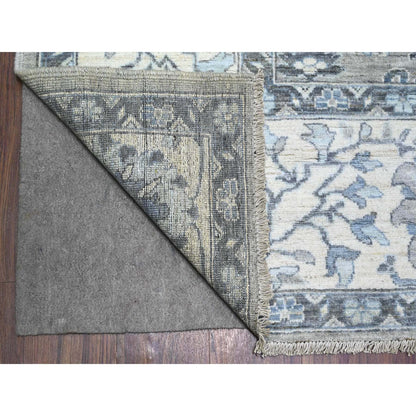 Oushak And Peshawar Wool Hand Knotted Rug Grey Ivory 8.3X9.11 -O088045