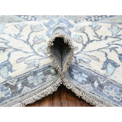 Oushak And Peshawar Wool Hand Knotted Rug Grey Ivory 8.3X9.11 -O088045