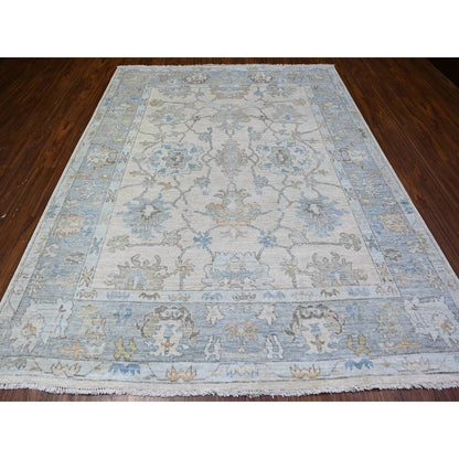 Oushak Wool Hand Knotted Rug Ivory 7.10X9.11  -O088047