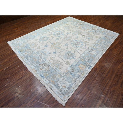 Oushak Wool Hand Knotted Rug Ivory 7.10X9.11  -O088047