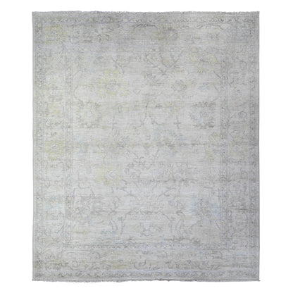 Oushak And Peshawar Wool Hand Knotted Rug Grey Gray 8.0X9.5 -O088050