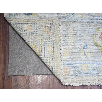 Oushak And Peshawar Wool Hand Knotted Rug Ivory 9.10x13.6 -O088058
